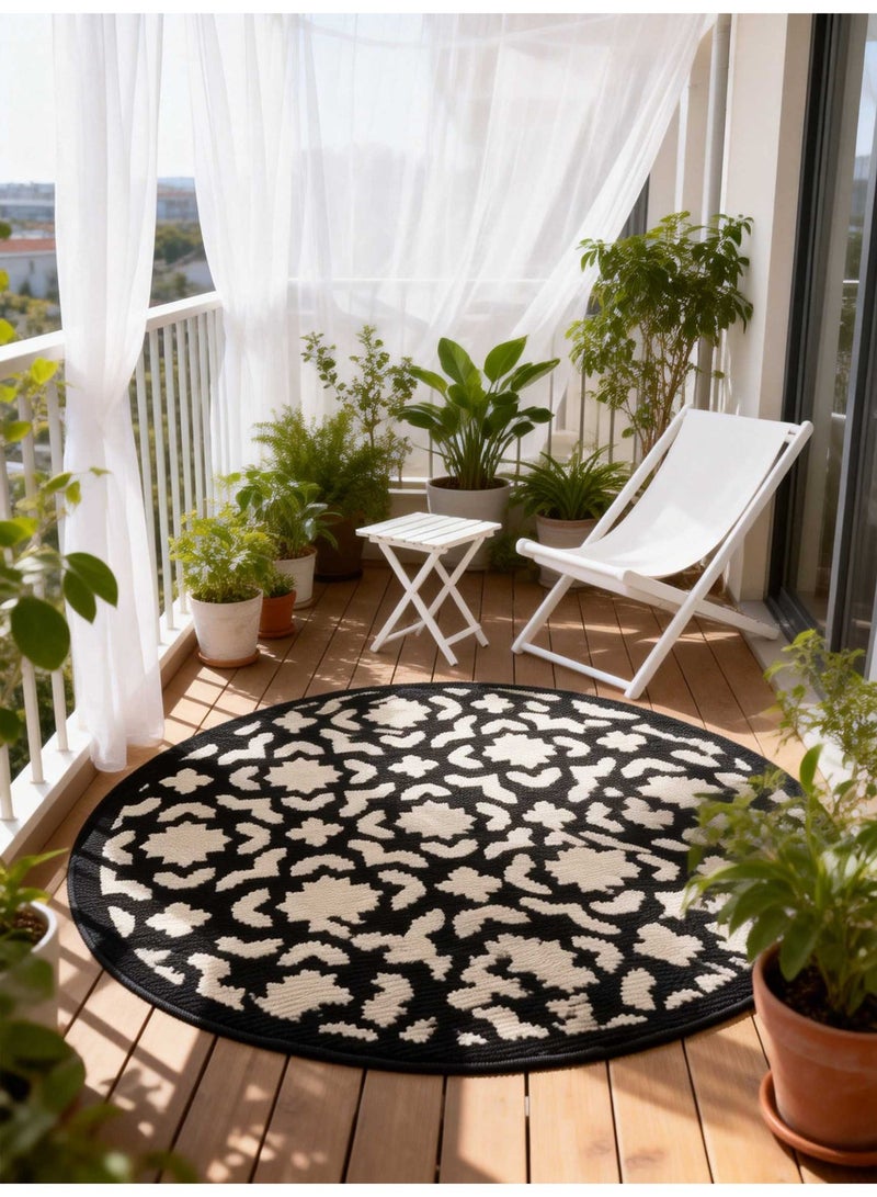 1pc French-Style Round Decorative Rug, 120*120cm, Vintage Black And White Design, Light Luxury Artistic Geometric Pattern, Enhances Home Style, Comfortable Underfoot, Slip-Resistant And Durable - Image 1